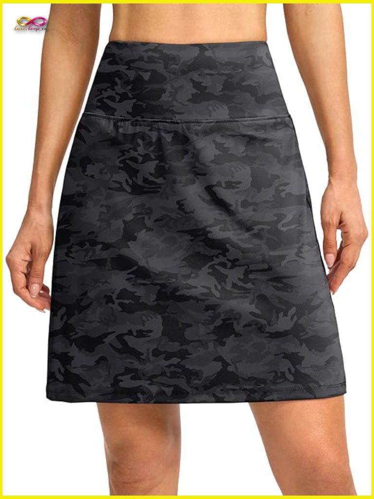 High Waisted Skort With Pockets Knee Length Athletic Golf Tennis Pickleball
